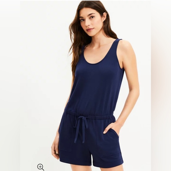 Lou and Grey for The Loft Signature Soft Periwinkle Tank Soft Short Romper L - Picture 5 of 6